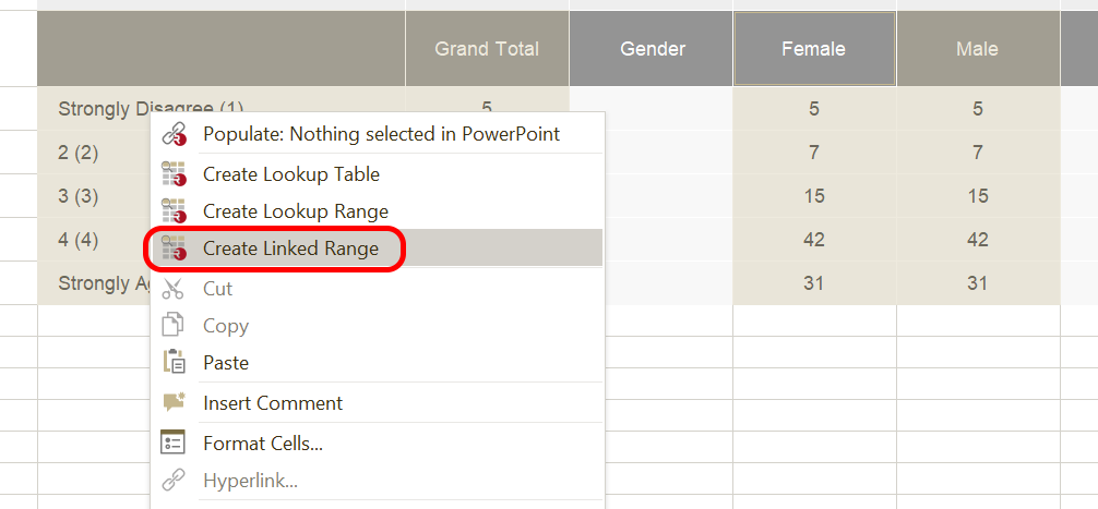 Create Linked Range in popup menu