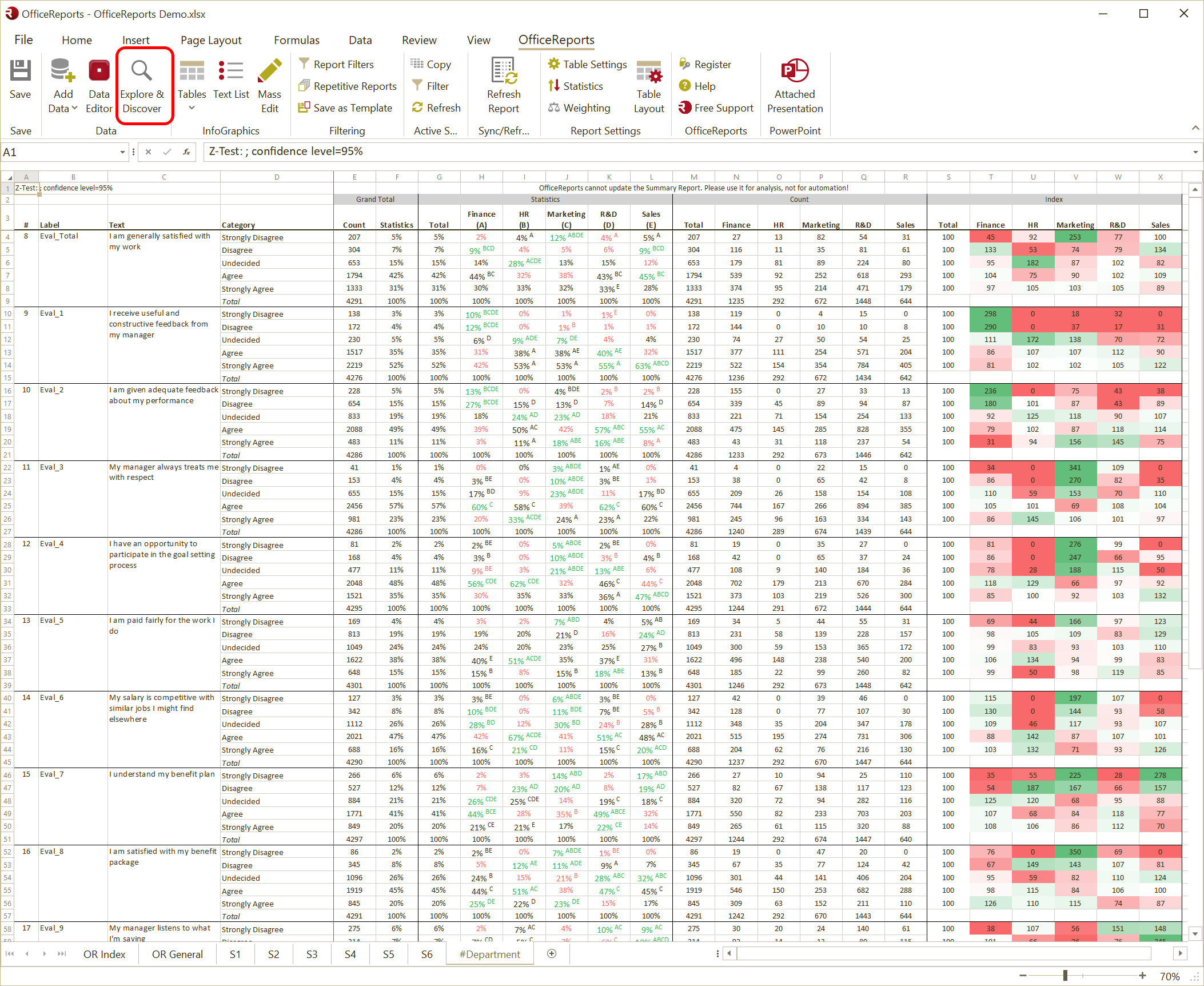 Explore Data Screenshot of results
