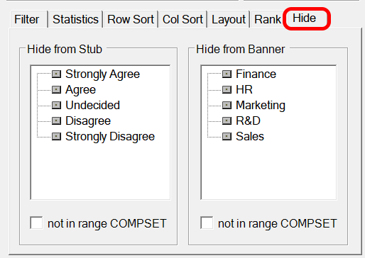 Hide in Table definition