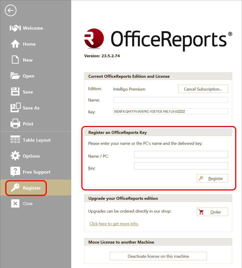 Register a License Key